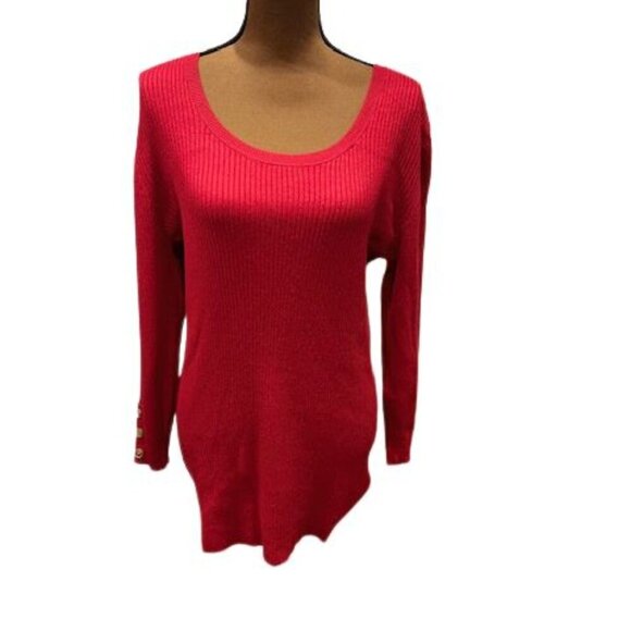 Lane Bryant Ribbed Long Sleeve Crew Neck Sweater with Gold Button Cuffs – 14/16 - Picture 1 of 10